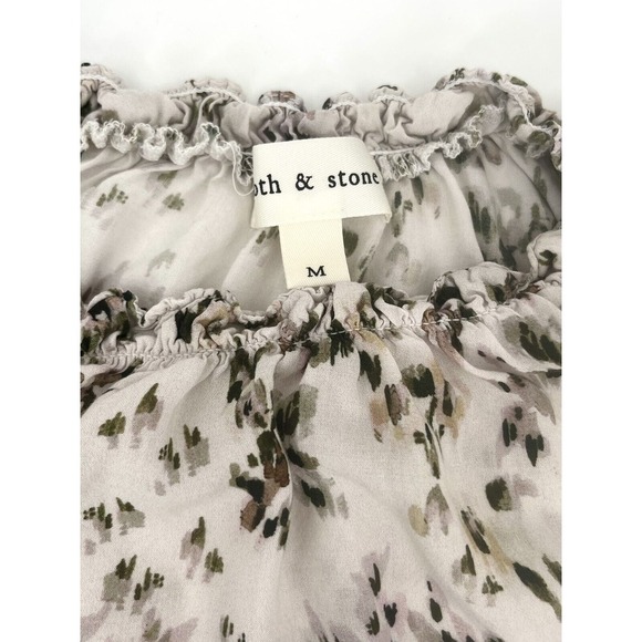 Cloth &‎ Stone Floral Blouse Size Medium Anthropologie Long Sleeve Cropped Top - Picture 4 of 8